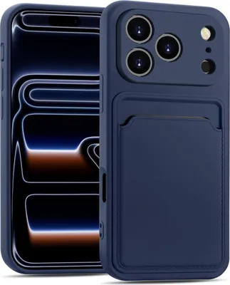Immagine prodotto di Custodia per cellulare iPhone 17 Pro Max Custodia in silicone Custodia protettiva con scomparto per carte Slim Cover, blu