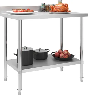Obrázok produktu pre vidaXL Kuchynský pracovný stôl so zadnou stenou 100 x 60 x 93 cm Nerezová oceľ