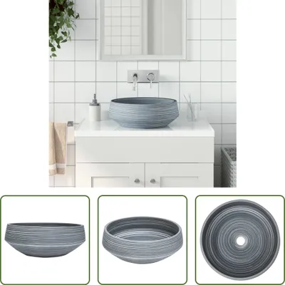 Obrázek produktu pro The Living Store Umyvadlo na desku Grey Round Ø41x14 cm Keramika