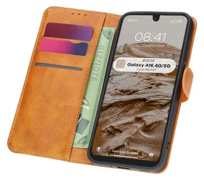 Produktbild von Bizon Case Pocket Flip Case für Galaxy A16 4G/5G, Braun
