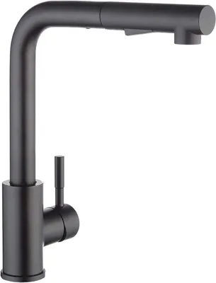 Produktbild von Wasserhahn, Hochdruck, schwarz, Küchenarmatur, ausziehbar mit Sprühdüse, 360° schwenkbar