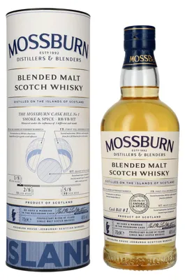 Produktbild von Mossburn Cask No.1 Smoke&Spice Island Blended Malt Scotch Whisky 46% Vol. 0,7 l