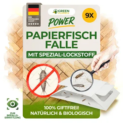 Produktbild von Papierfische Falle mit Spezial-Lockstoff - 9x Fallen - Papierfische bekämpfen, Fallen für Papierfische, Alternative zu Papierfische Pheromonfallen