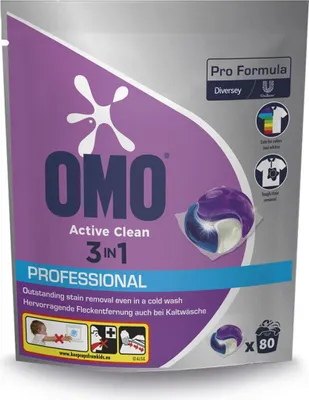 Productafbeelding van OMO Professioneel Wasmiddel Active Clean 3-in-1, artikelnummer 101110034, capsules, 80 stuks