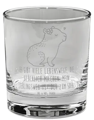 Produktbild von Mr. & Mrs. Panda Glas Capybara Blume - Transparent - Geschenk, Trinkglas, Tumbler, Cocktailglas, Longdrinkglas, Gute Laune