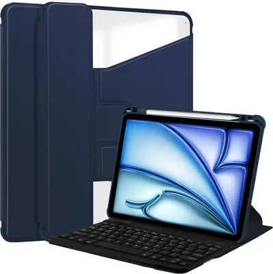 Produktbild von 3in1 Bluetooth Tastatur (Schwarz m. Beleuchtung) + Maus (Schwarz) + Cover für Apple iPad Air 11 M2 6. Generation 11 Zoll Case Schutz Hülle Tasche Keyboard