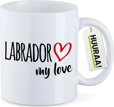 Produktbild von Huuraa Kaffeetasse Labrador my love 330ml Weiß Keramik Kaffeebecher Geschenkidee