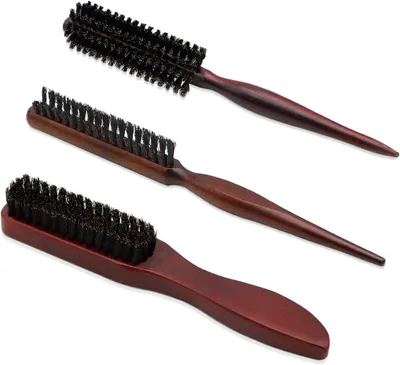 Obrázok produktu pre Sada 3 kefiek na vlasy, s prírodnými štetinami, drevenou rukoväťou, určená na rozčesávanie a styling