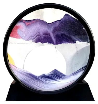 Produktbild von Bewegliche Sandkunst-Dekoration, 3D, runde Glas-Sanduhr, drehbar, lila