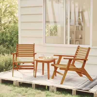 Produktbild von 2 Gartenstühle aus massivem Akazienholz für Terrasse, Balkon und Außenbereich