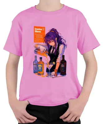 Immagine prodotto di Maglietta per bambini, rosa, taglia 140, con stampe ispirate all'anime, al mondo dei cocktail, ai manga, al Giappone e allo stile Y2K, con immagini di "waifu"