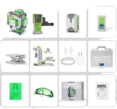 Obrázek produktu pro Laserový nivelační přístroj Huepar, 16 řádků, vysoká přesnost ±2 mm, SET-2