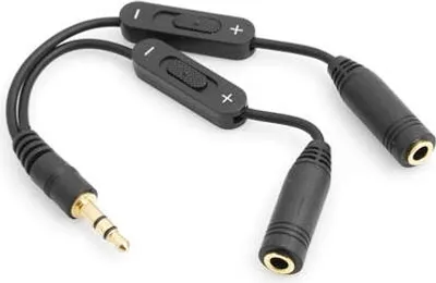 Produktbild von System-S Y Kabel Stereo Kopfhörer 3,5mm Klinkenstecker zu 2 x 3,5 mm Klinken Buchse mit separater Lautstärkenregelung
