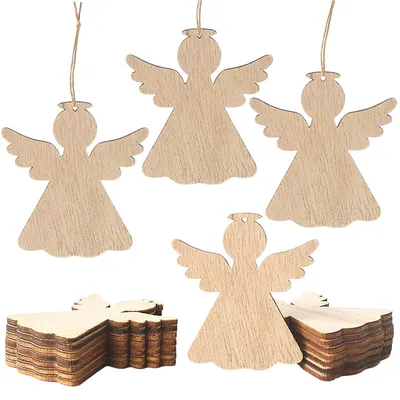 Hölzerne Engel-Anhänger, 50 Stück, 6 cm, Weihnachtsdekoration