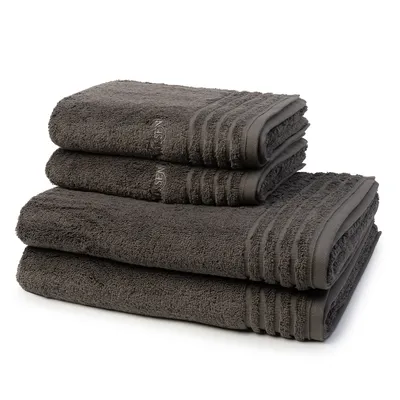 Produktbild von Vossen Vienna Style Supersoft 2 X Handtuch 2 X Duschtuch im Set Extrem flauschig und saugfähig, Stäbchenbordüre Ton in Ton, Logostick