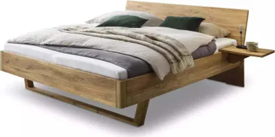 Produktbild von Wildeiche Massivholzbett - Landhaus – 200 x 200 cm / ohne Nachtkonsole / wildeiche-bianco