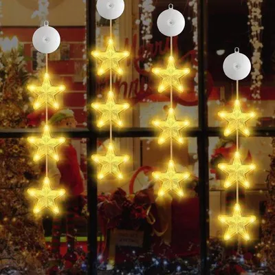 Produktbild von Dekorative Saugnapflampen – LED-Lichter in Sternform – Weihnachtsbeleuchtung für Fenster