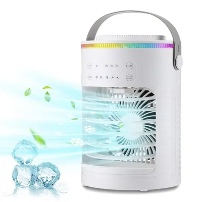 Produktbild von Tragbare Ventilator Desktop Luftkühler Mit Wasserkühlung 2 Cool Mist& 3 Geschwindigkeiten 600ml Wassertank Mobile Klimaanlage USB Ventilator