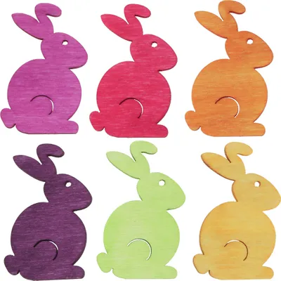Produktbild von Osterdeko Holzhasen bunt 2,5cm x 4cm 72 Stk Tischdeko Frühling, 72 Stück