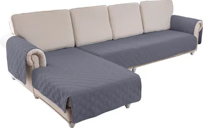 Produktbild von 2er Set Sofabezug L-Form Sofaschoner Universal Wasserdicht Reversibel Gesteppte Gepolsterter Sofaschutz Sofaüberwurf Möbelschutz, Größe: L, Grau
