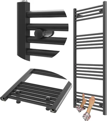Obrázok produktu pre Granitan – Kúpeľňový radiátor – Sušič uterákov – 60 × 130 cm – Čierny – Ohrievač uterákov – BRENO