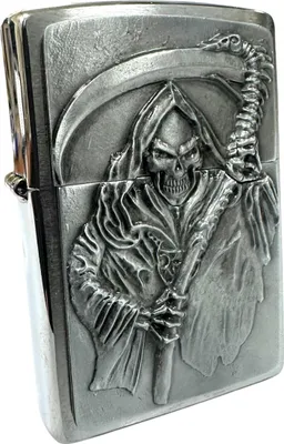 Immagine prodotto di Accendino Zippo 2000856 Reapers Curse Emblem a benzina in ottone con superficie chrome spazzolata