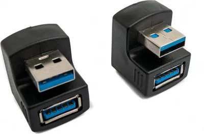 Produktbild von SYSTEM-S 2x USB 3.0 180° Adapter Typ A Stecker zu Buchse Kabel in Schwarz