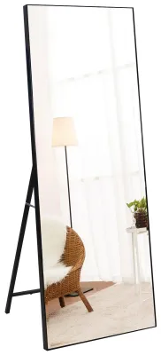 Wandspiegel 165x51 cm, Standspiegel mit Explosionsschutzfolie, schwarz