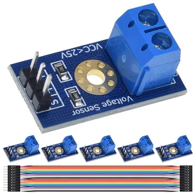 Productafbeelding van Spanningsdetectiemodule DC 0-25 V - Spanningssensor voor Arduino - Set van 6 met dupontkabel