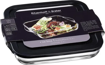 Produktbild von Flirt by R & B Auflaufform Cucina aus Glas 3,2 Liter transparent / schwarz