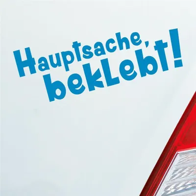 Produktbild von Auto Aufkleber Hauptsache Beklebt! Spruch 18x6 cm Hellblau Sticker Heckscheibenaufkleber
