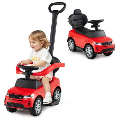 Produktbild von GOPLUS Rutschauto mit Schiebestange, Rutschfahrzeug mit Lenkrad, Sound, Stauraum, Spielzeugauto mit Sicherheitsbügel & Griff, Rot