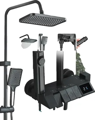 Produktbild von Duscharmatur, Wandmontage, Einhebelsteuerung, schwarzes LCD-Display