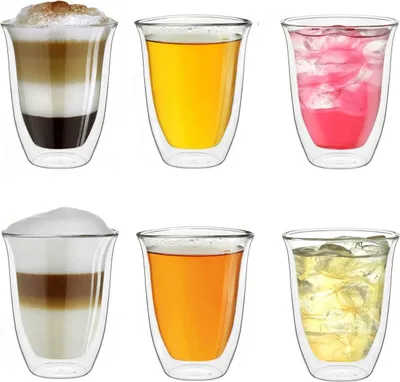 Produktbild von Creano doppelwandige Gläser 400ml „DG-V“, 6er Set, Thermoglas doppelwandig aus Borosilikatglas, Kaffeegläser, Teegläser, Latte Gläser, Doppelwandgläser