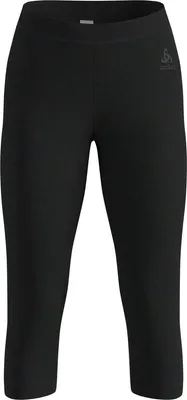 Schwarze 3/4-Länge Tights mit elastischem Bund und Odlo-Logo auf der linken Seite
