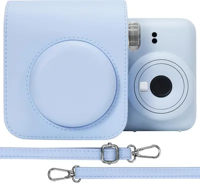 Produktbild von Aenllosi Kunstleder Tasche Schutzhülle für Fujifilm Instax Mini 12/Mini 11 Sofortbildkamera Reisetasche mit Film Tasche und verstellbarem Schultergurt, Nur Tasche (Pastel Blue)