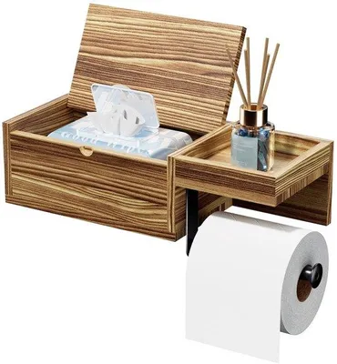 Immagine prodotto di Portarotolo in legno marrone autoadesivo