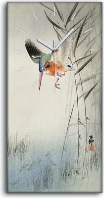 Produktbild von Küche Wohnzimmer Wand Leinwand Uhr Geräuschlos 30x60 Malerei Tier Vogel Kunst - weiße Hände