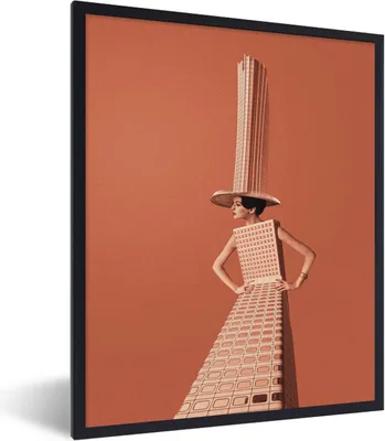Obrázok produktu pre MuchoWow® Zarámovaný plagát Žena - Mesto - Vintage 60x80 Nástenný plagátový rám Fotky
