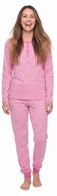 Imagen del producto de Pijama de algodón de manga larga para mujer, marca Kisses&Love, modelo KLP1