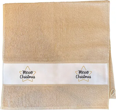 Produktbild von Huuraa Handtuch Weihnachtsstern Merry Christmas 50x100cm Sand Baumwolle Handtuch Geschenkidee