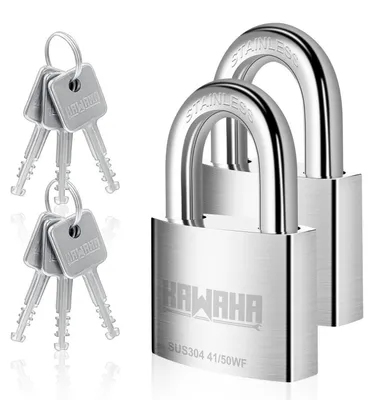 Immagine prodotto di Lucchetto di sicurezza alta resistenza, acciaio inossidabile, 50 mm, con stessa chiave, confezione da 2 pezzi
