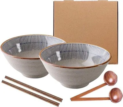 Produktbild von Famanu Ramen Schalen Set - 1100 ml, Retro Design, 2 Stück