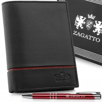 Zdjęcie produktu dla Portfel męski skórzany pionowy czarny skóra naturalna ochrona RFID ZAGATTO