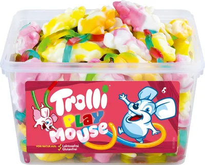 Produktbild von Trolli Playmouse Schaumzucker Mäuse mit Fruchtgummischwanz 1200g