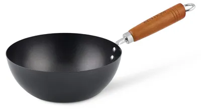 Produktbild von Ken Hom KH320001, Rund, Wok-/Bratpfanne, Schwarz, Kohlenstoffstahl, Keramik, Gas, Halogen, Induktion, Holz