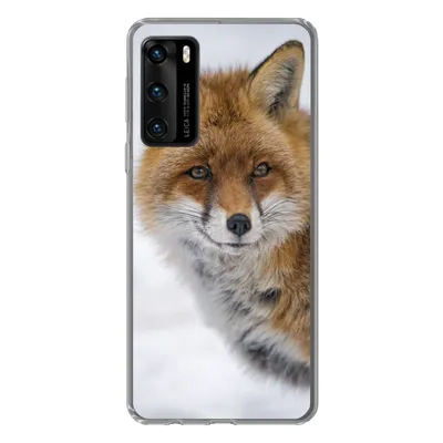 Produktbild von MuchoWow® Handyhülle Schutzhülle Hülle für Huawei P40 Fuchs - Porträt - Schnee Silikon Softcase Handy Hülle - Handytasche