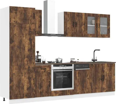 Produktbild von CLORIS 8-tlg. Küchenschrank-Set Kalmar Räuchereiche Holzwerkstoff - Küchenschränke 620
