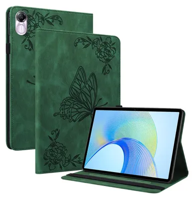 Produktbild von Für Honor Pad X9 / X8 Pro Schmetterling Muster Kunstleder Hülle Cover Tasche Case Grün