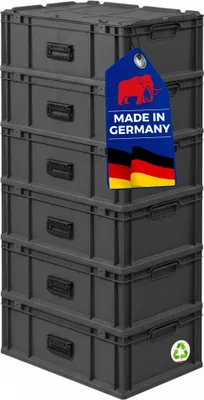 Produktbild von SuperSparSet 6x Eurobox NextGen Portable  Germany | HxBxT 23,5x40x60cm | 44 Liter | Schwarz | Eurobehälter, Transportbox, Transportbehälter, Stapelbehälter